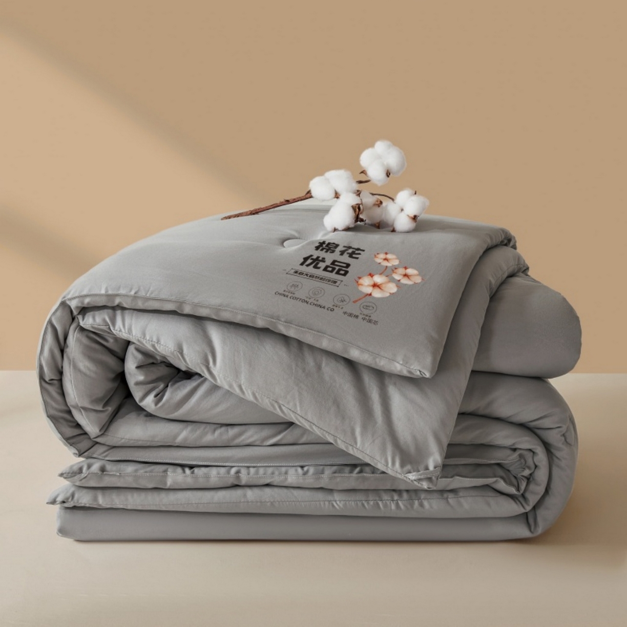 91家纺网 家纺一手货源 找家纺 仁凯家纺 2025新品A类新疆棉花被棉花优品被子被芯冬被春秋被学生被（提供买家秀检测报告） 月球灰-优品