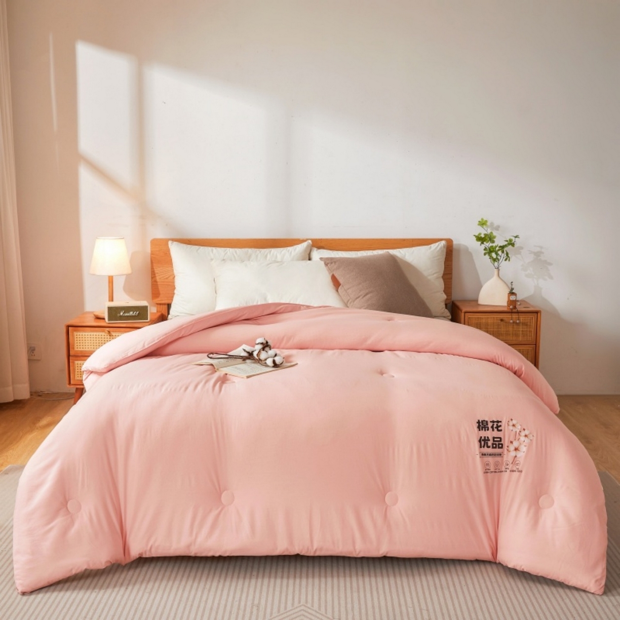 91家纺网 家纺一手货源 找家纺 仁凯家纺 2025新品A类新疆棉花被棉花优品被子被芯冬被春秋被学生被（提供买家秀检测报告） 温柔粉-优品