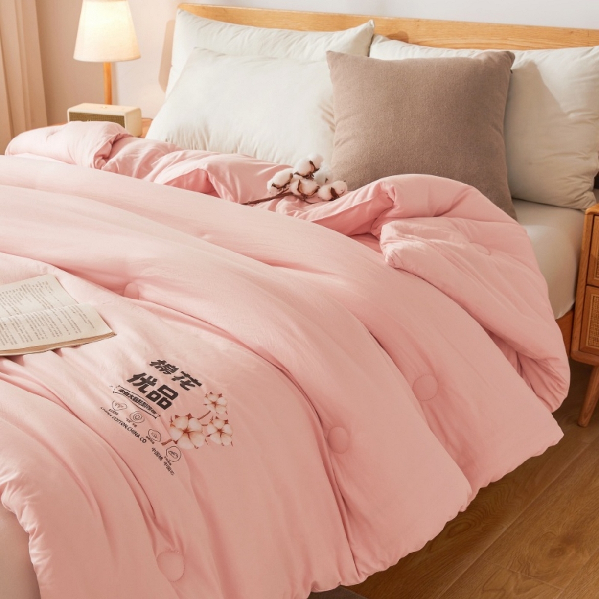 91家纺网 家纺一手货源 找家纺 仁凯家纺 2025新品A类新疆棉花被棉花优品被子被芯冬被春秋被学生被（提供买家秀检测报告） 温柔粉-优品