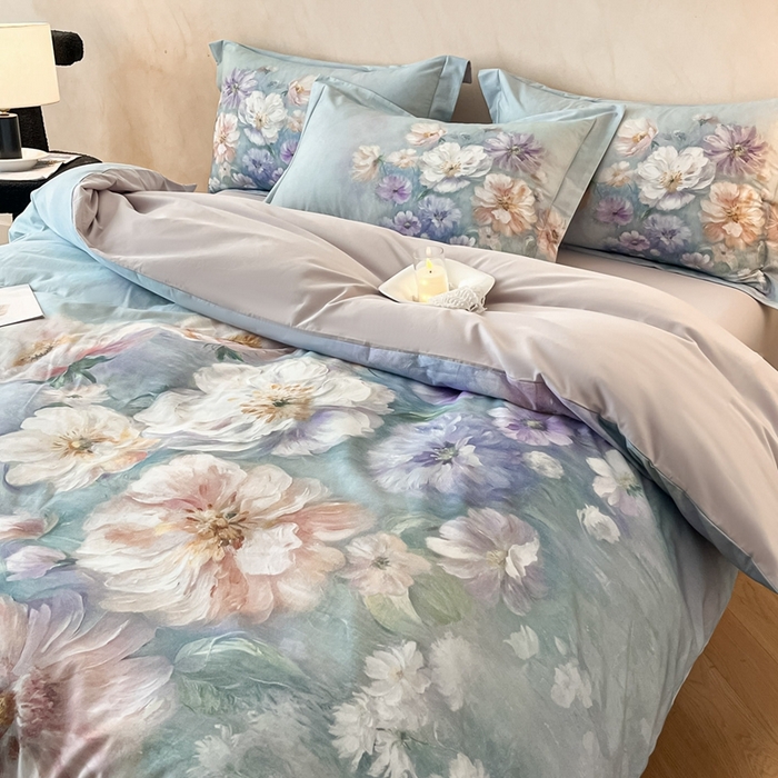 91家纺网 家纺一手货源 找家纺 （总）禾时 2025新款全棉纯棉大版磨毛数码印花四件套(32x21磨毛）