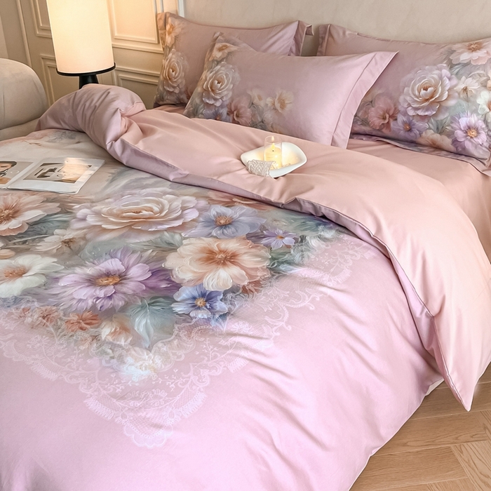 91家纺网 家纺一手货源 找家纺 （总）禾时 2025新款全棉纯棉大版磨毛数码印花四件套(32x21磨毛）