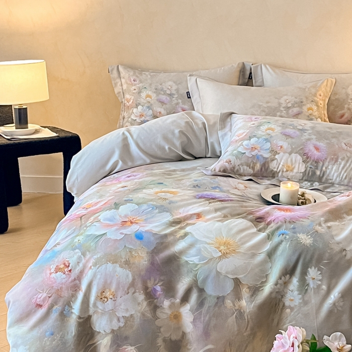 91家纺网 家纺一手货源 找家纺 禾时 2025新款全棉纯棉大版磨毛数码印花四件套(32x21磨毛） 洛神旋舞（绿）