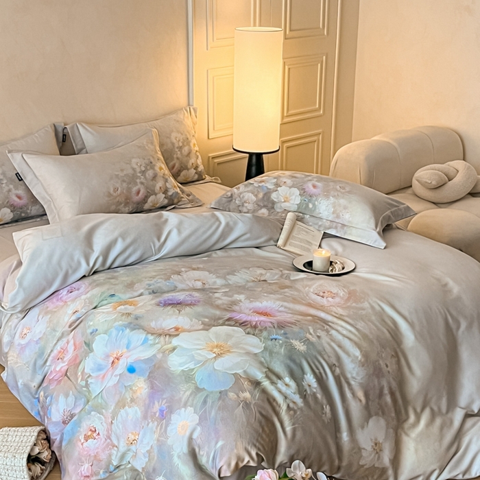 91家纺网 家纺一手货源 找家纺 禾时 2025新款全棉纯棉大版磨毛数码印花四件套(32x21磨毛） 洛神旋舞（绿）