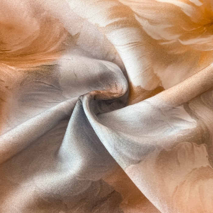 91家纺网 家纺一手货源 找家纺 禾时 2025新款全棉纯棉大版磨毛数码印花四件套(32x21磨毛） 淡雅幽香（桔）