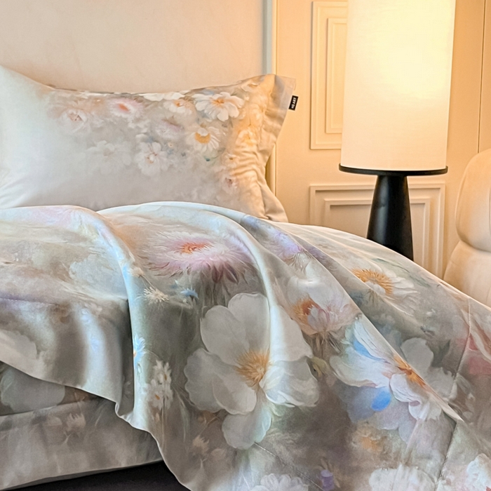 91家纺网 家纺一手货源 找家纺 禾时 2025新款全棉纯棉大版磨毛数码印花四件套(32x21磨毛） 洛神旋舞（绿）