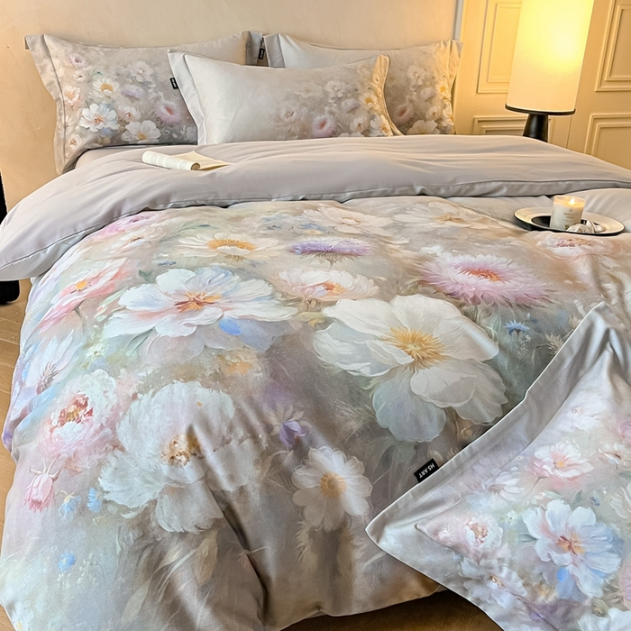 91家纺网 家纺一手货源 找家纺 禾时 2025新款全棉纯棉大版磨毛数码印花四件套(32x21磨毛） 洛神旋舞（绿）