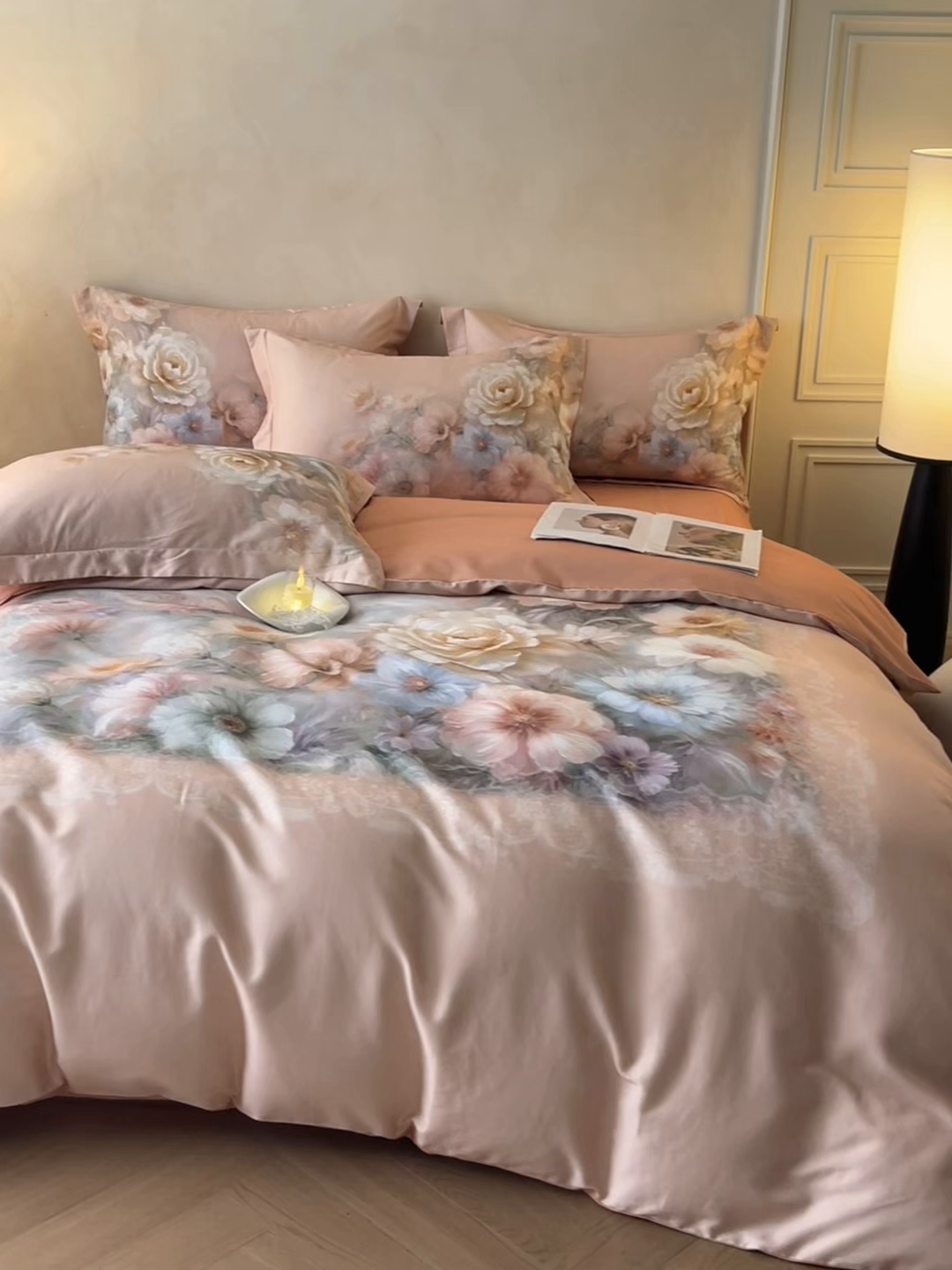 91家纺网 家纺一手货源 找家纺 禾时 2025新款全棉纯棉大版磨毛数码印花四件套(32x21磨毛） 淡雅幽香（桔）