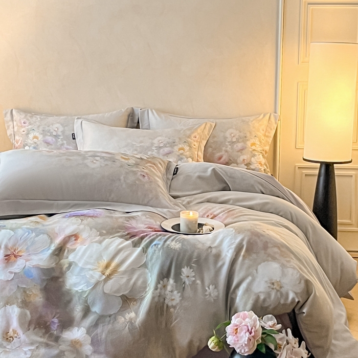 91家纺网 家纺一手货源 找家纺 禾时 2025新款全棉纯棉大版磨毛数码印花四件套(32x21磨毛） 洛神旋舞（绿）