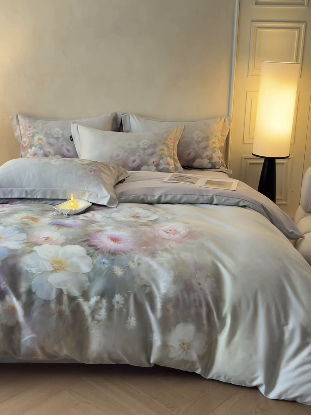 91家纺网 家纺一手货源 找家纺 禾时 2025新款全棉纯棉大版磨毛数码印花四件套(32x21磨毛） 洛神旋舞（绿）