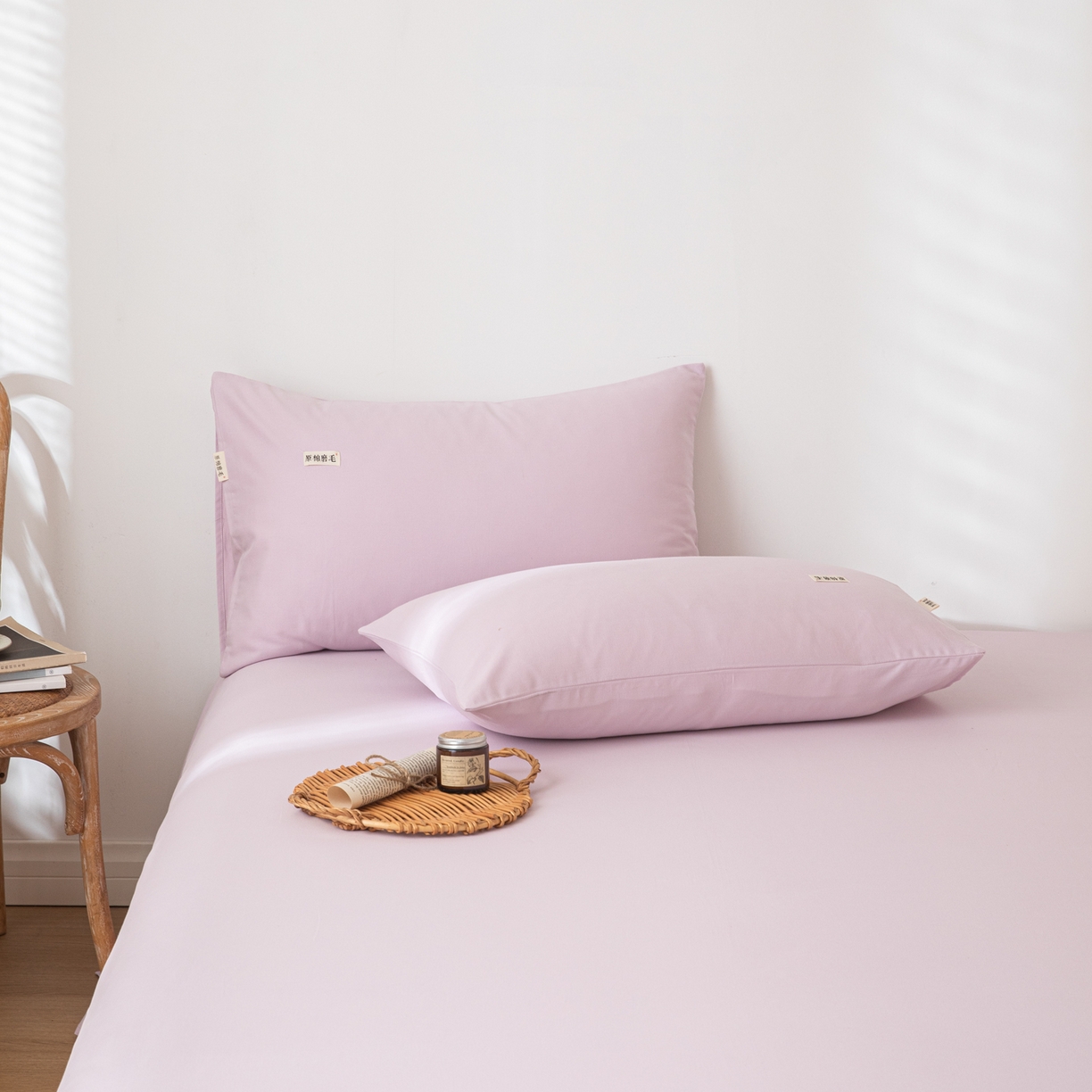 91家纺网 家纺一手货源 找家纺 眠博士 2025新款全棉纯棉纯色磨毛枕套单品枕套单件单枕套 磨毛枕套-陶瓷紫
