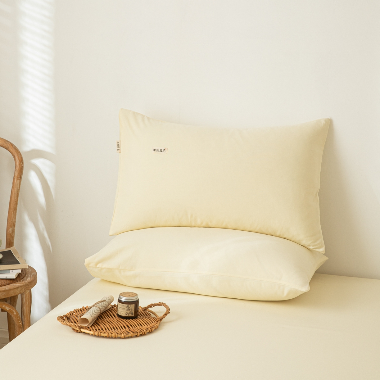 眠博士 2025新款全棉纯棉纯色磨毛枕套单品枕套单件单枕套 磨毛枕套-陶瓷奶白