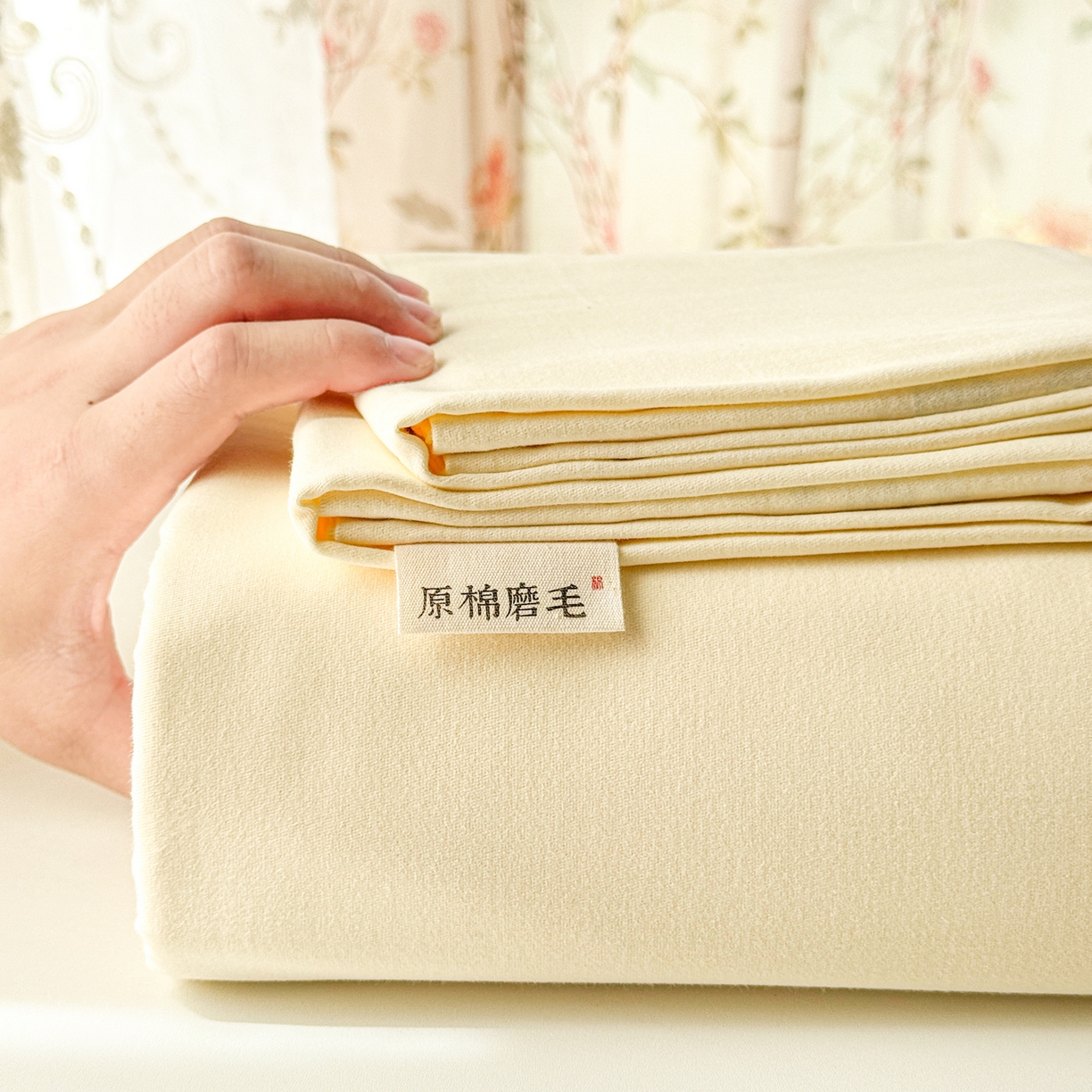 91家纺网 家纺一手货源 找家纺 眠博士 2025新款全棉纯棉纯色磨毛枕套单品枕套单件单枕套 磨毛枕套-陶瓷奶白