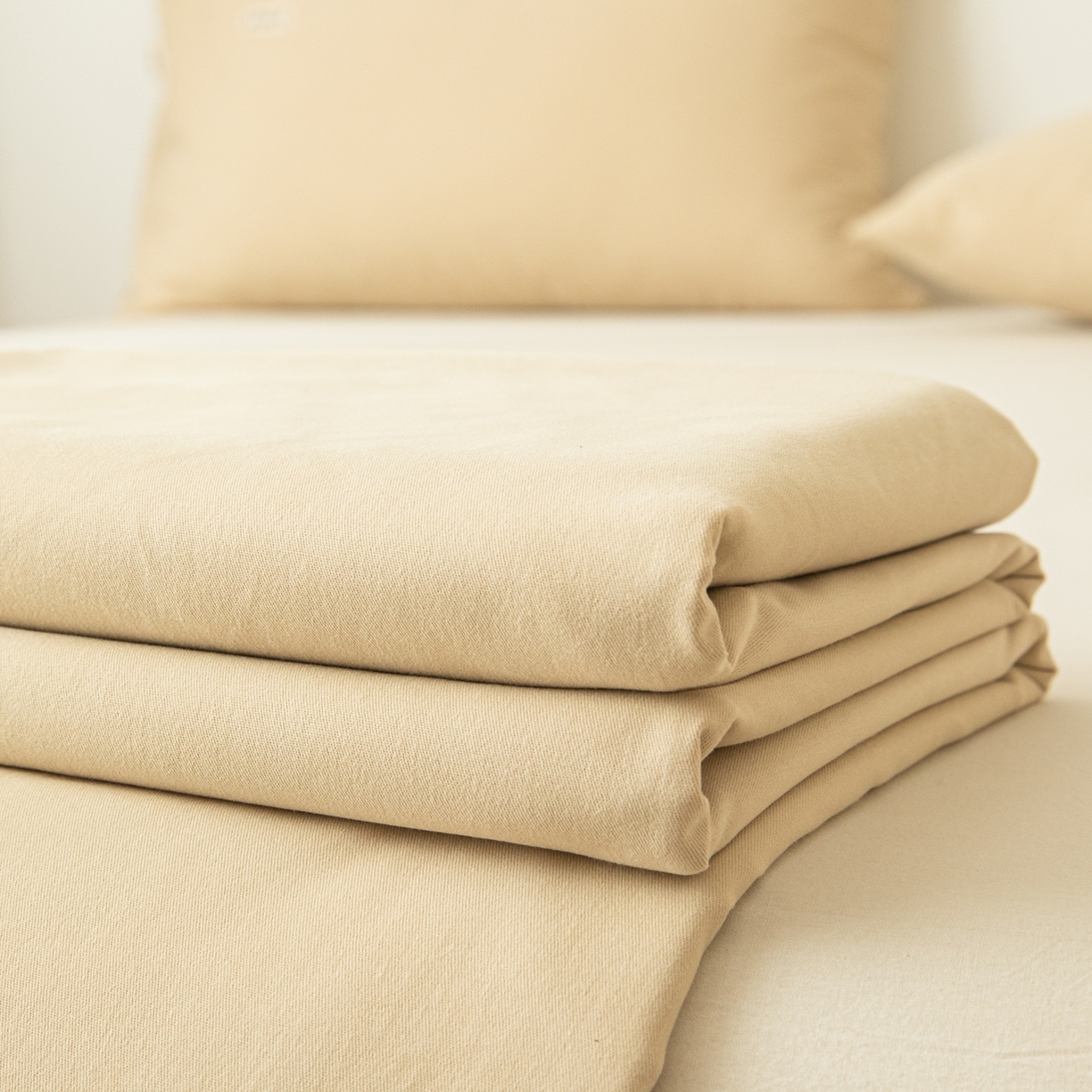 91家纺网 家纺一手货源 找家纺 眠博士 2025新款全棉纯棉纯色磨毛枕套单品枕套单件单枕套 磨毛枕套-陶瓷杏