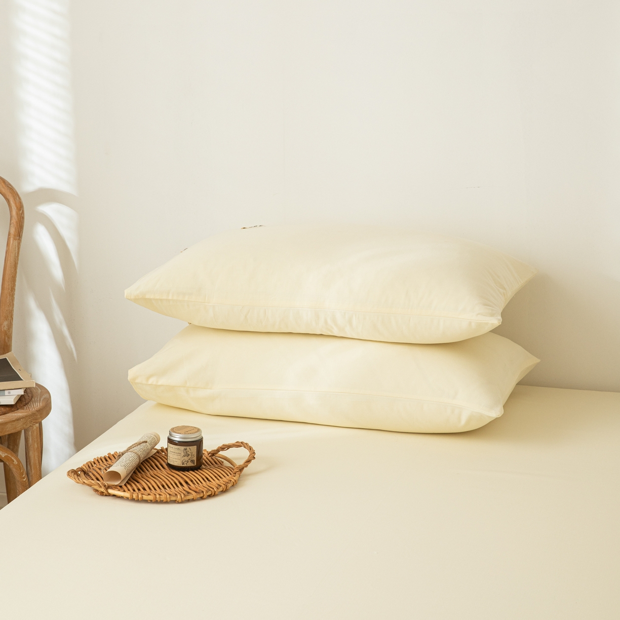 91家纺网 家纺一手货源 找家纺 眠博士 2025新款全棉纯棉纯色磨毛枕套单品枕套单件单枕套 磨毛枕套-陶瓷奶白