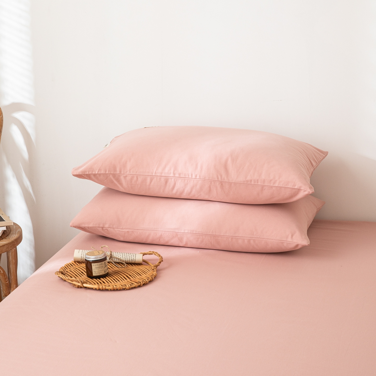 91家纺网 家纺一手货源 找家纺 眠博士 2025新款全棉纯棉纯色磨毛枕套单品枕套单件单枕套 磨毛枕套-陶瓷豆沙