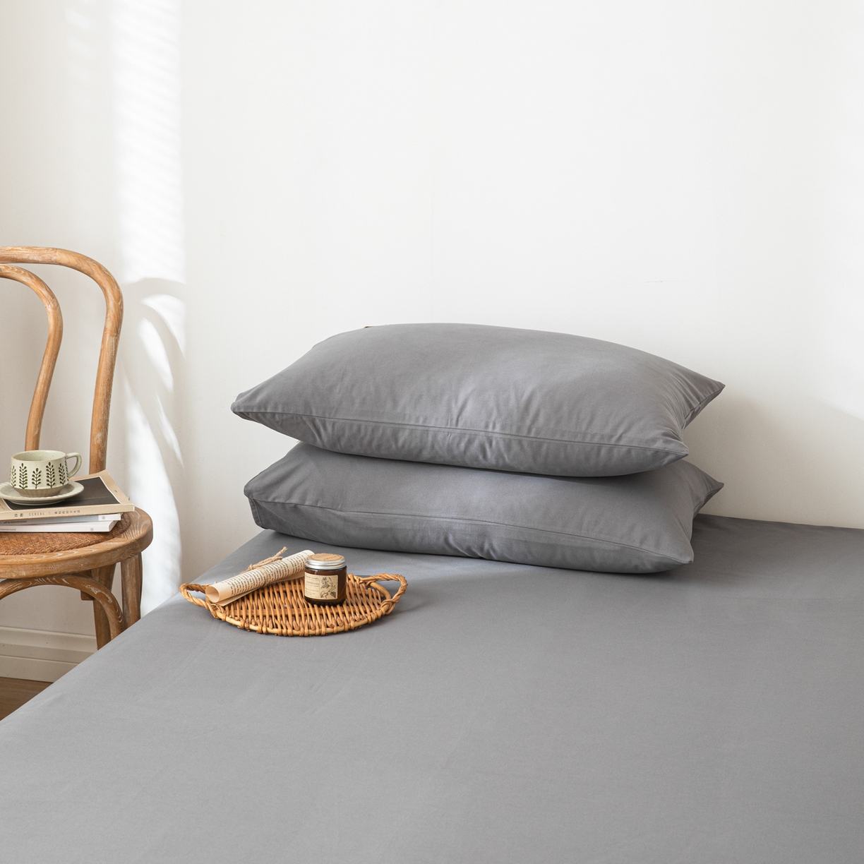 91家纺网 家纺一手货源 找家纺 眠博士 2025新款全棉纯棉纯色磨毛枕套单品枕套单件单枕套 磨毛枕套-陶瓷深灰