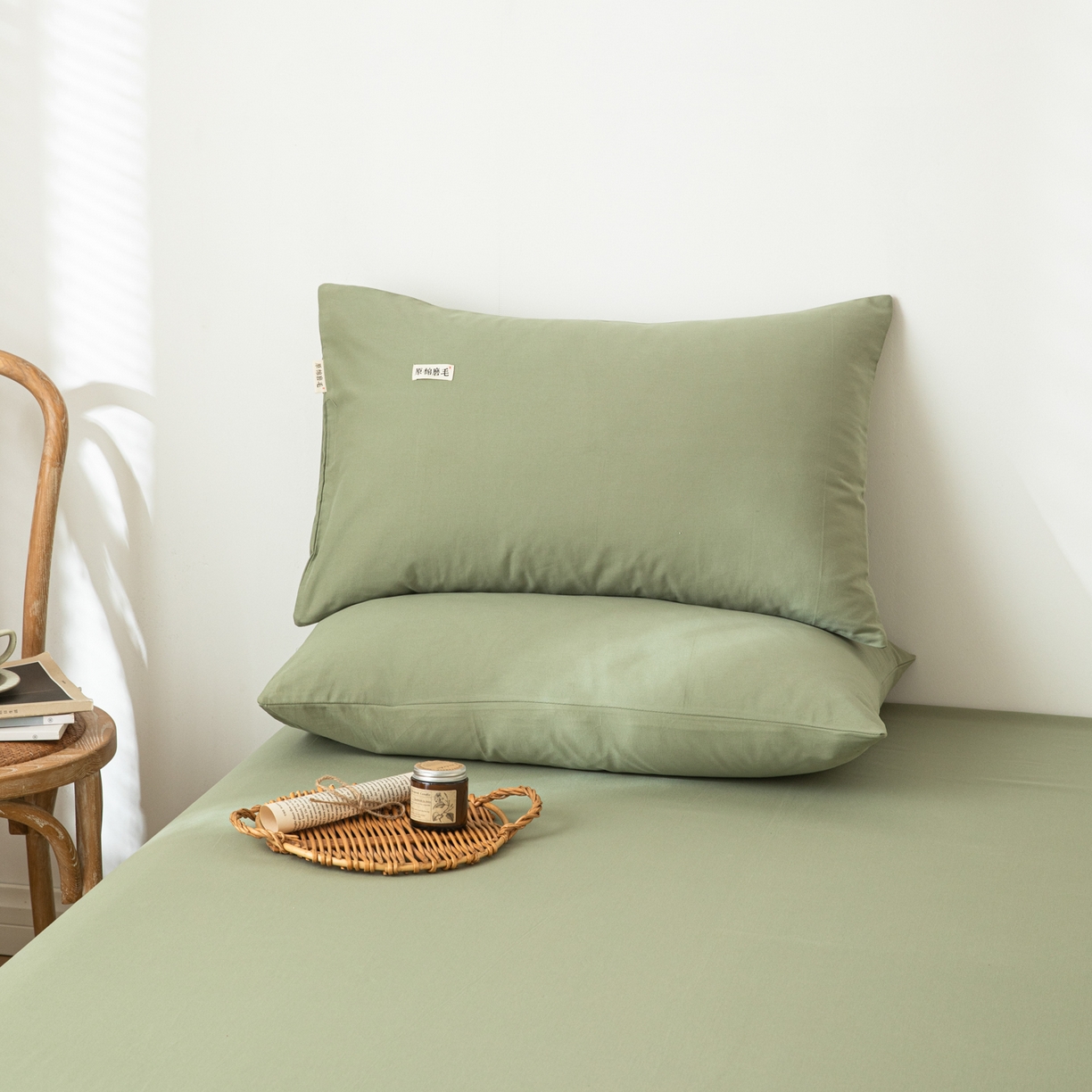 （总）眠博士 2025新款全棉纯棉纯色磨毛枕套单品枕套单件单枕套