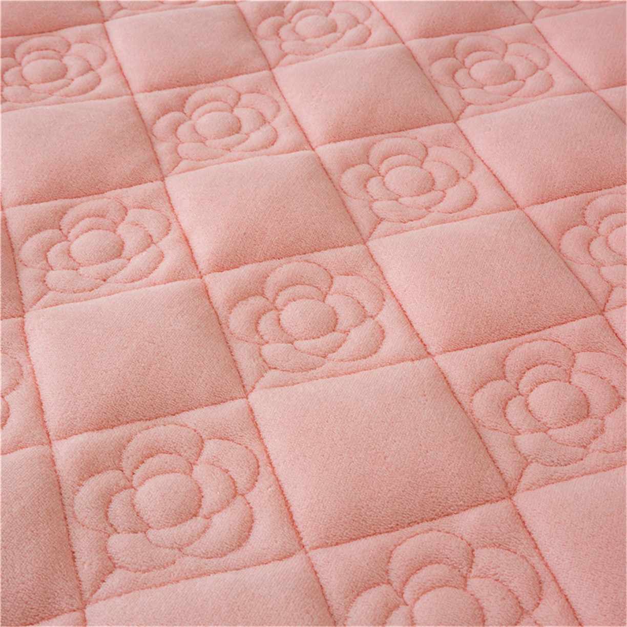 91家纺网 家纺一手货源 找家纺 正邦家纺 2025新款学生宿舍上下铺牛奶绒刺绣玫瑰花夹棉床垫床护垫床褥子 仙桃粉