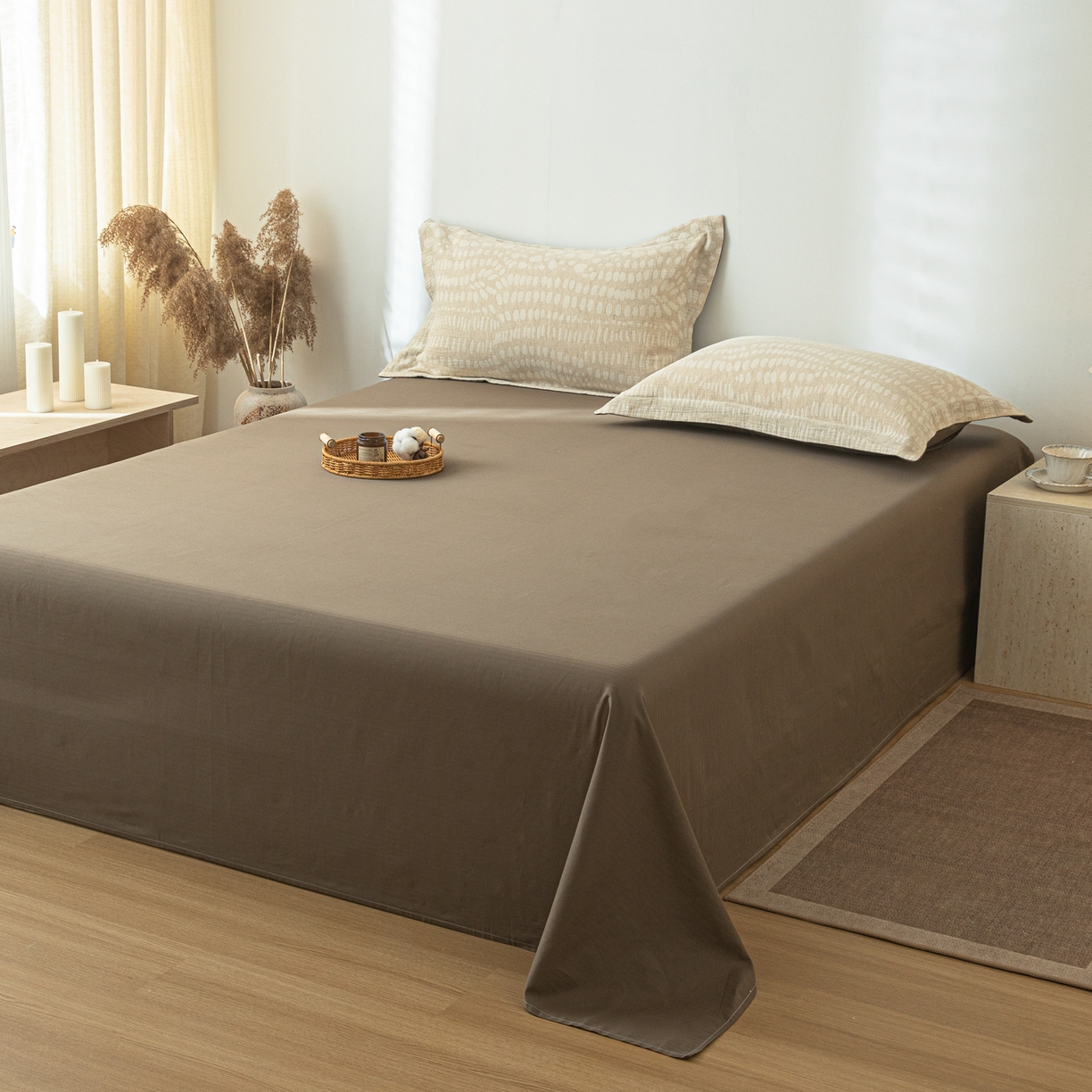 91家纺网 家纺一手货源 找家纺 （总）眠博士 2025新款AB面40支棉麻色织提花四件套