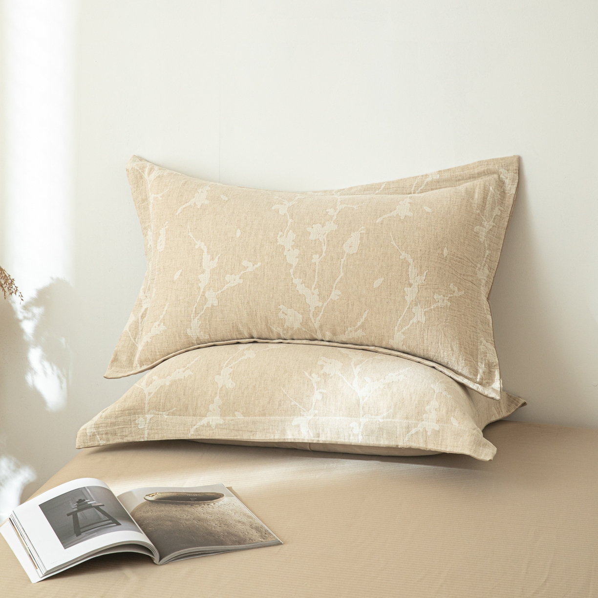 91家纺网 家纺一手货源 找家纺 眠博士 2025新款AB面40支棉麻色织提花四件套 棉麻套件-摇影