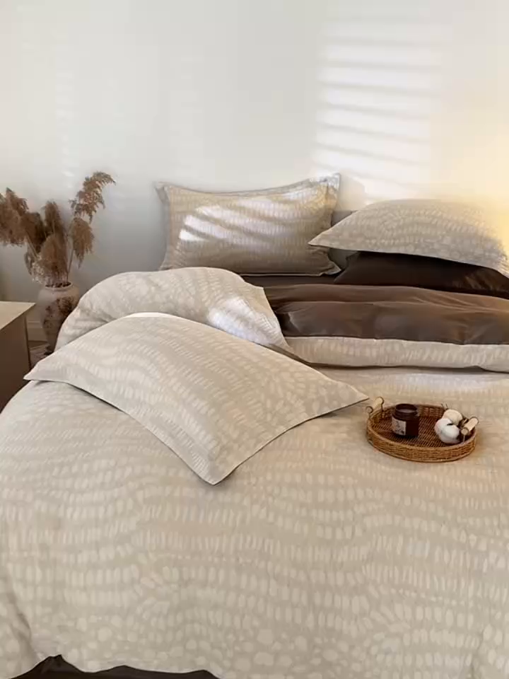 91家纺网 家纺一手货源 找家纺 （总）眠博士 2025新款AB面40支棉麻色织提花四件套