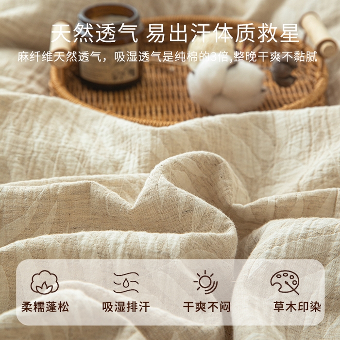 91家纺网 家纺一手货源 找家纺 眠博士 2025新款AB面40支棉麻色织提花四件套 棉麻套件-花梦如聆