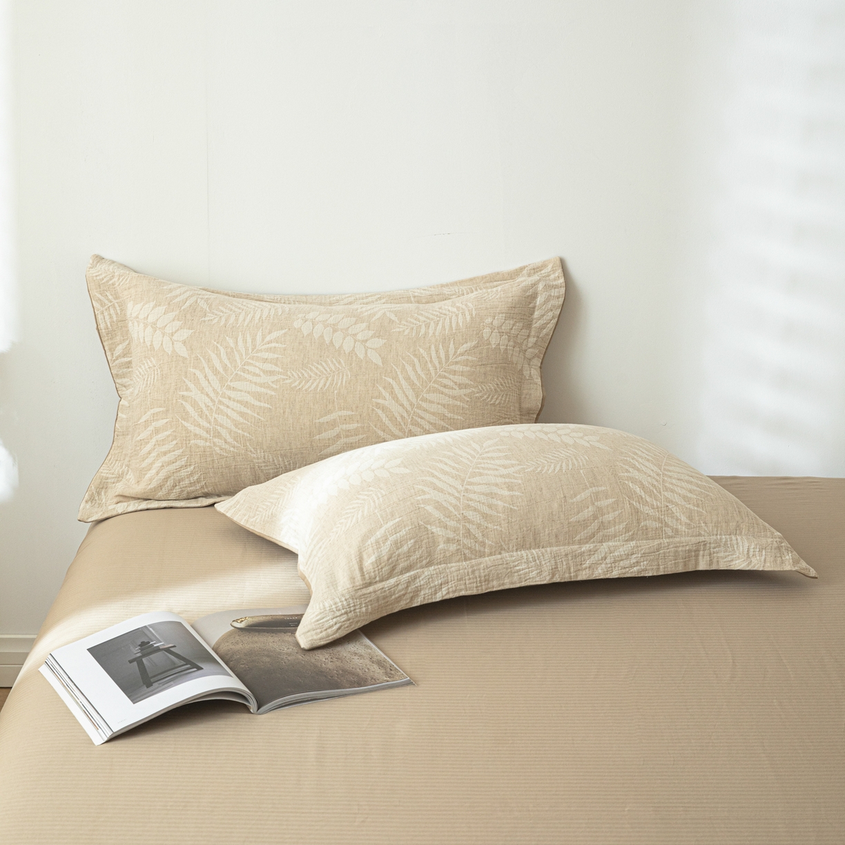 91家纺网 家纺一手货源 找家纺 眠博士 2025新款AB面40支棉麻色织提花四件套 棉麻套件-花梦如聆