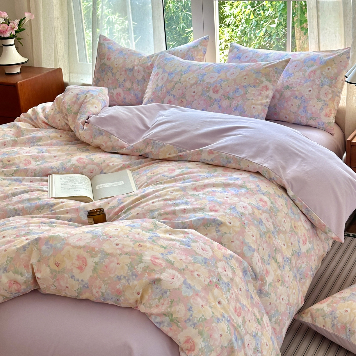 91家纺网 家纺一手货源 找家纺 优彩 2025新款数码印花全棉纯棉磨毛四件套 星辰