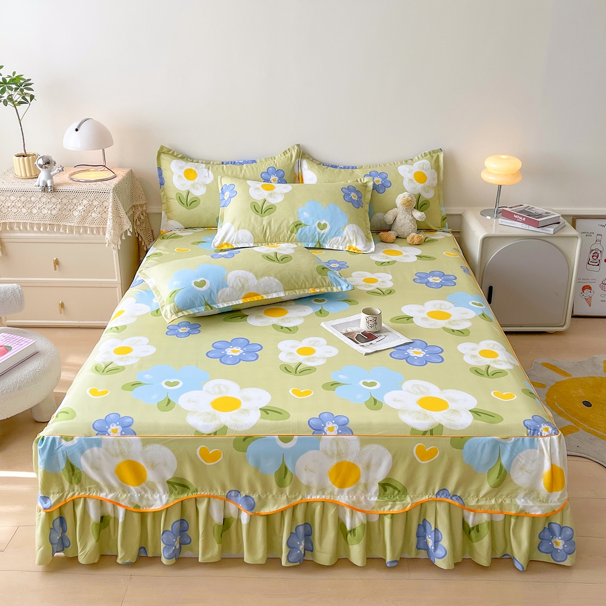 91家纺网 家纺一手货源 找家纺 （总）笠裙家纺 2025新款磨毛S边韩版防滑床裙单床裙床裙单件