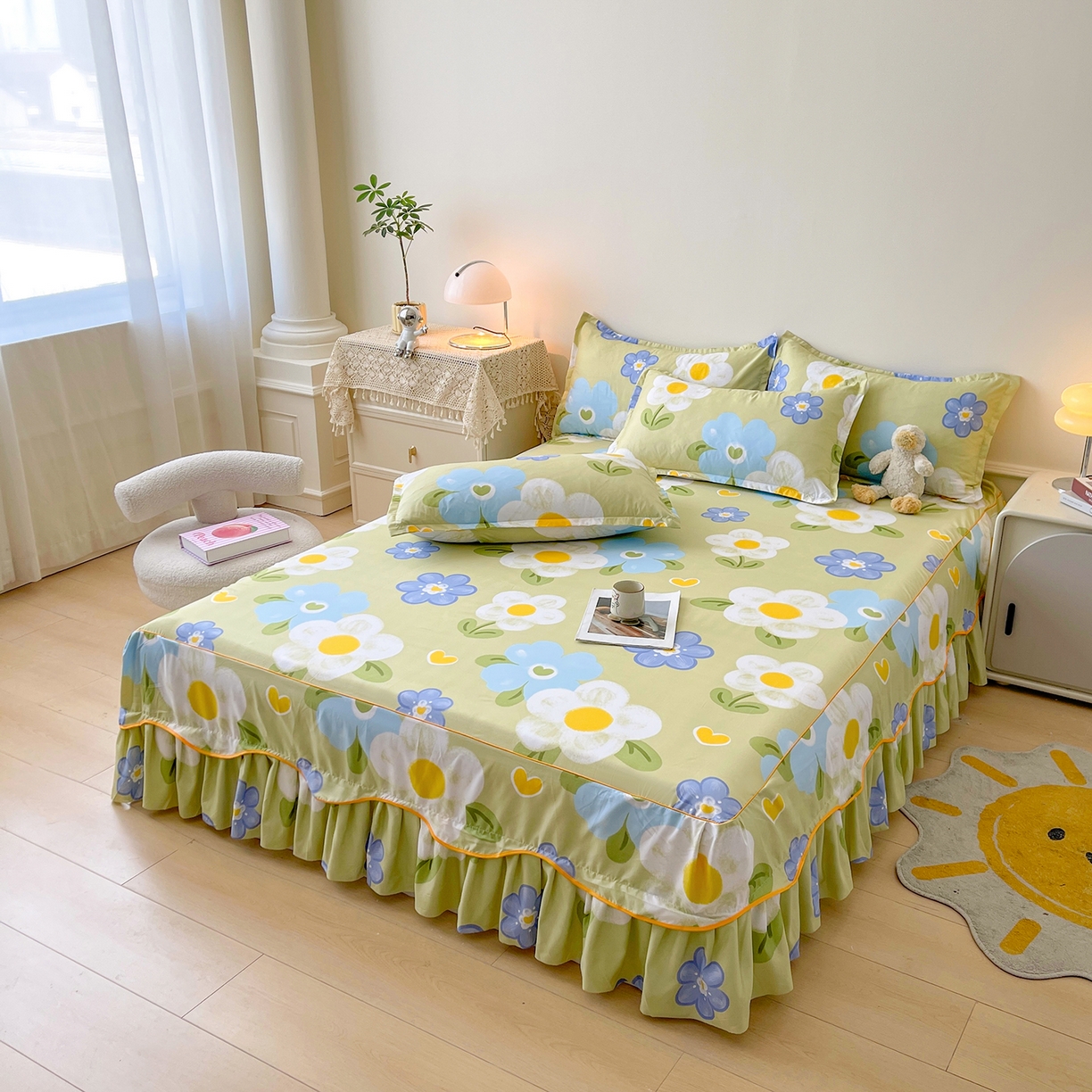 91家纺网 家纺一手货源 找家纺 （总）笠裙家纺 2025新款磨毛S边韩版防滑床裙单床裙床裙单件