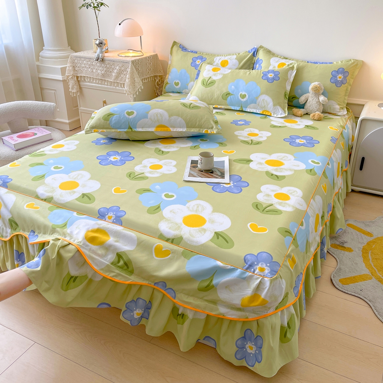 91家纺网 家纺一手货源 找家纺 （总）笠裙家纺 2025新款磨毛S边韩版防滑床裙单床裙床裙单件