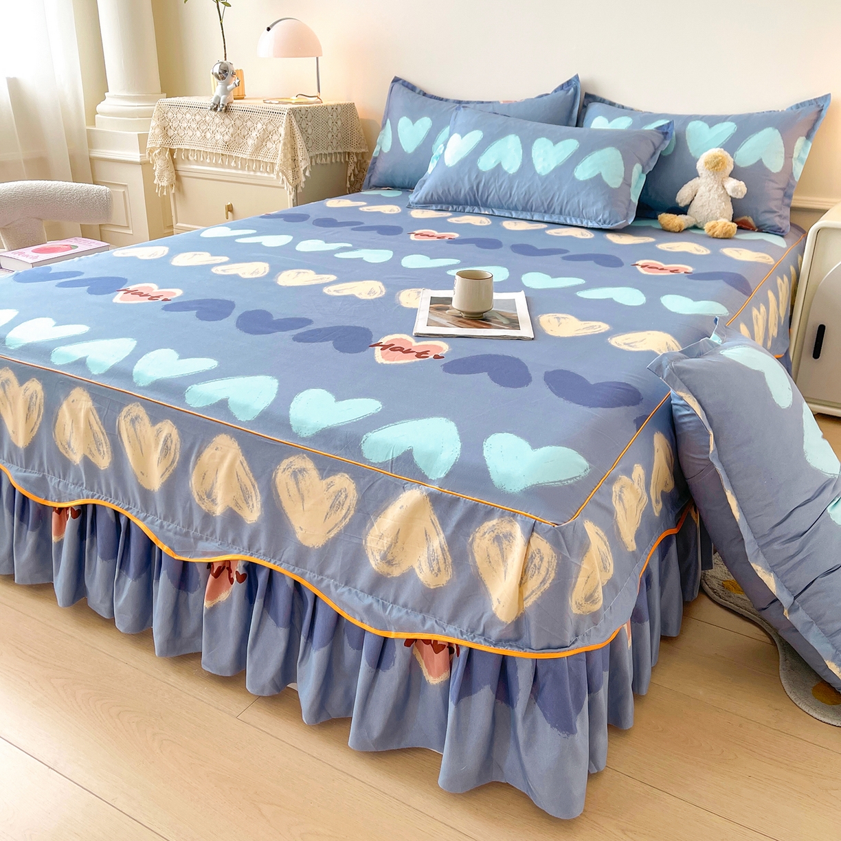 91家纺网 家纺一手货源 找家纺 （总）笠裙家纺 2025新款磨毛S边韩版防滑床裙单床裙床裙单件