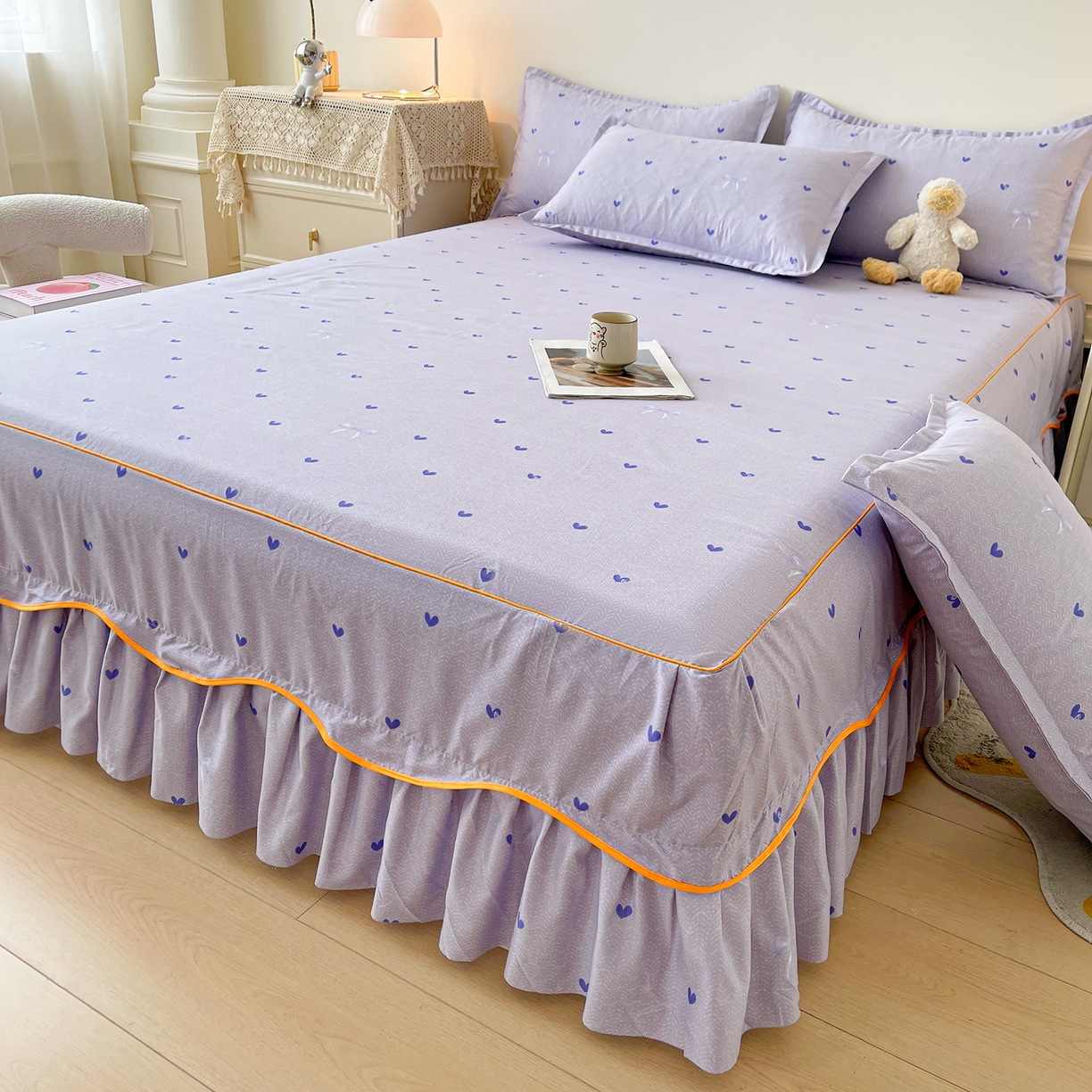 91家纺网 家纺一手货源 找家纺 （总）笠裙家纺 2025新款磨毛S边韩版防滑床裙单床裙床裙单件