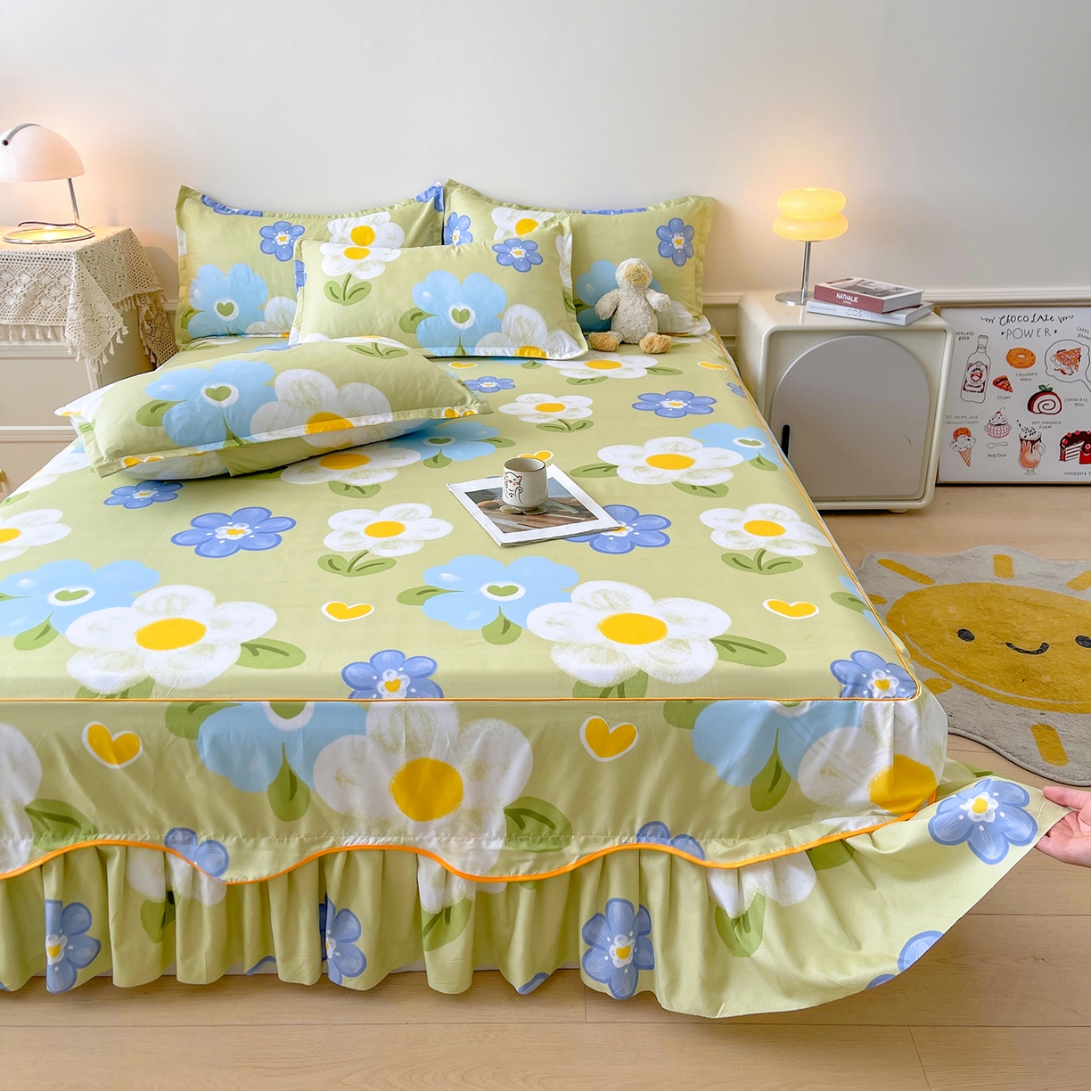 91家纺网 家纺一手货源 找家纺 （总）笠裙家纺 2025新款磨毛S边韩版防滑床裙单床裙床裙单件