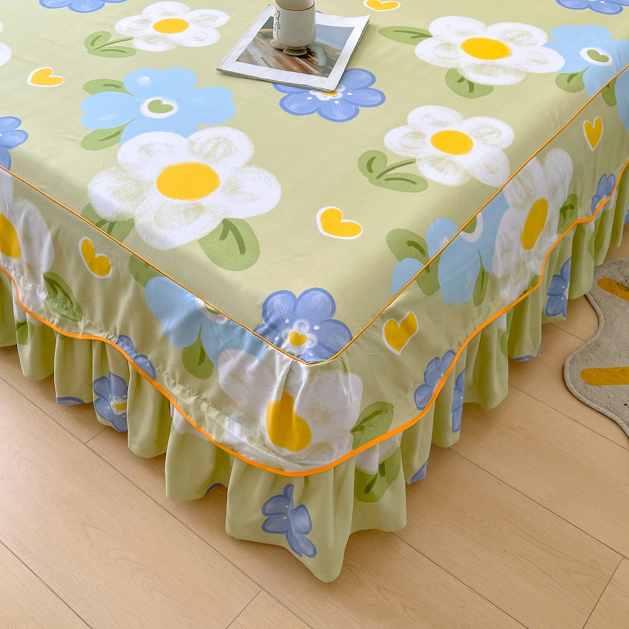 91家纺网 家纺一手货源 找家纺 （总）笠裙家纺 2025新款磨毛S边韩版防滑床裙单床裙床裙单件