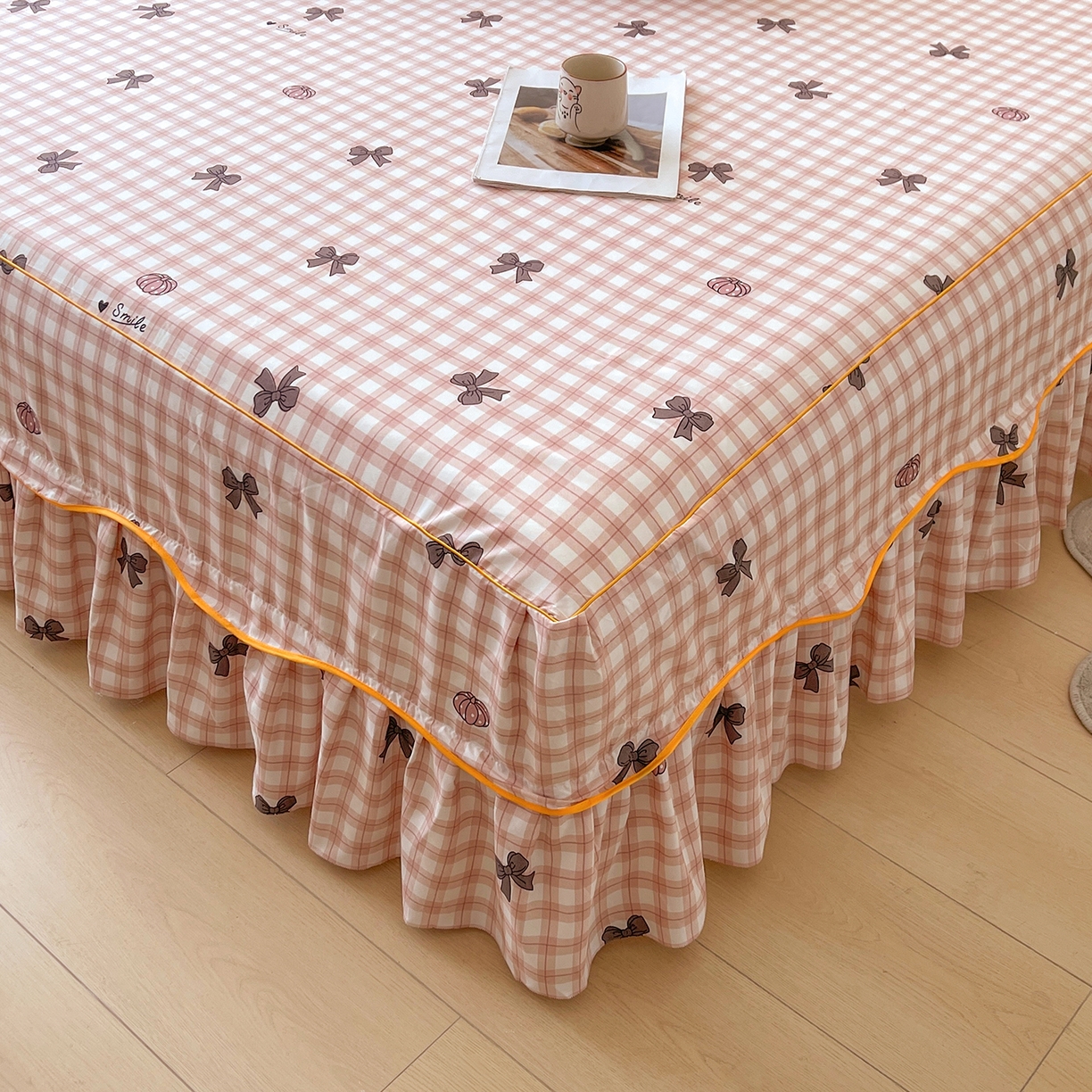 91家纺网 家纺一手货源 找家纺 笠裙家纺 2025新款磨毛S边韩版防滑床裙单床裙床裙单件 蝶恋