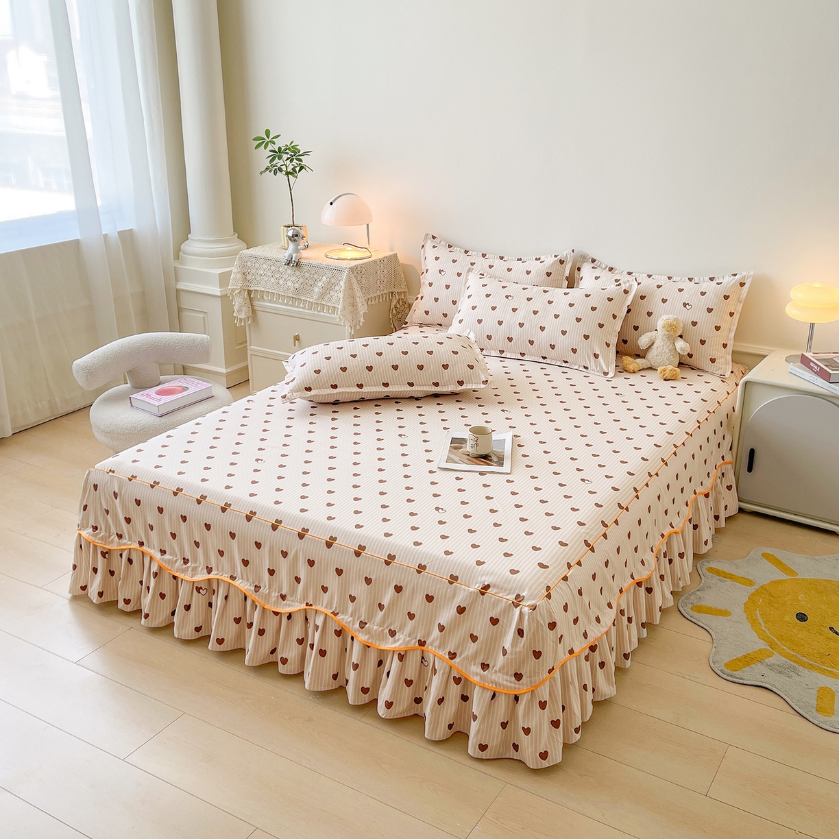 91家纺网 家纺一手货源 找家纺 笠裙家纺 2025新款磨毛S边韩版防滑床裙单床裙床裙单件 心意