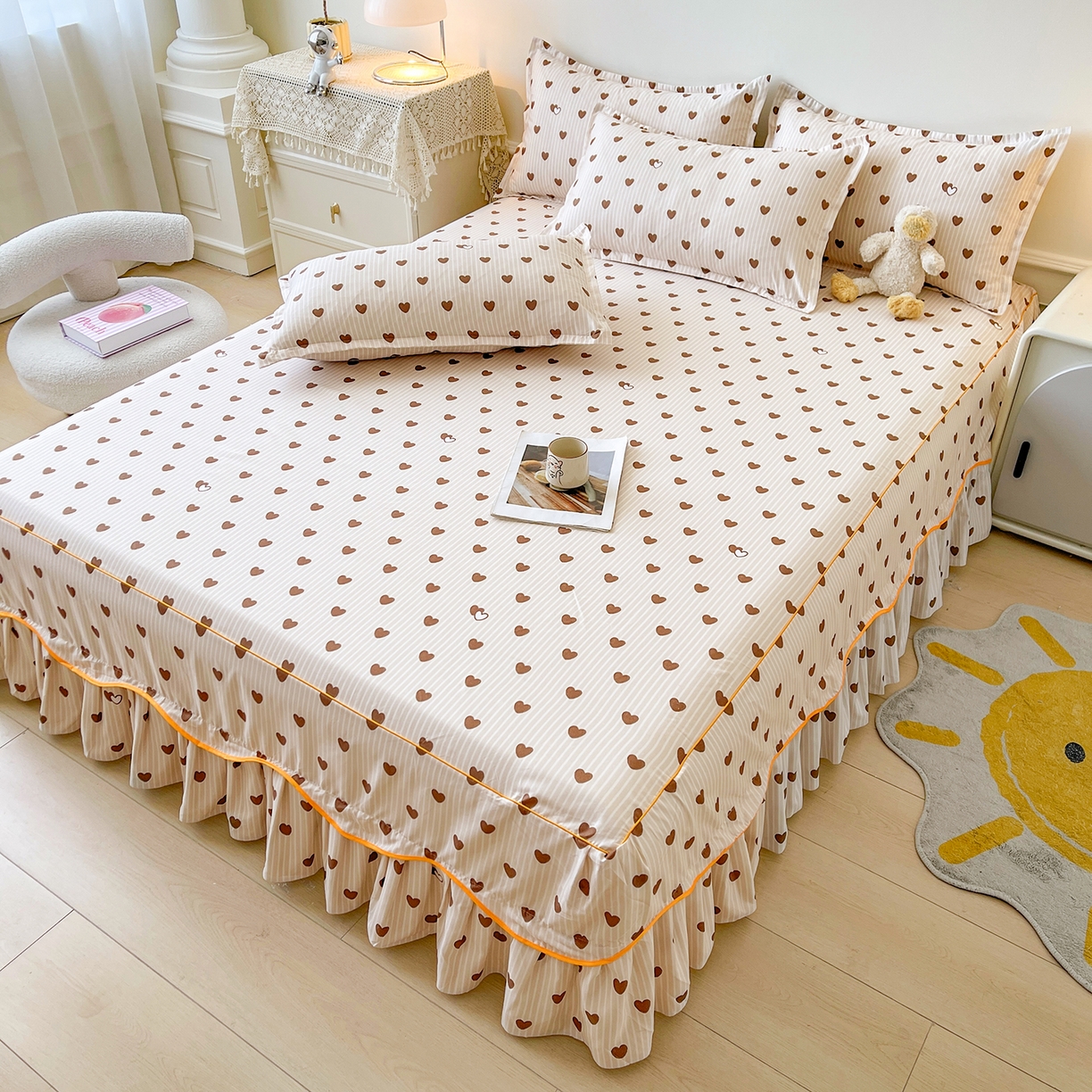 91家纺网 家纺一手货源 找家纺 笠裙家纺 2025新款磨毛S边韩版防滑床裙单床裙床裙单件 心意