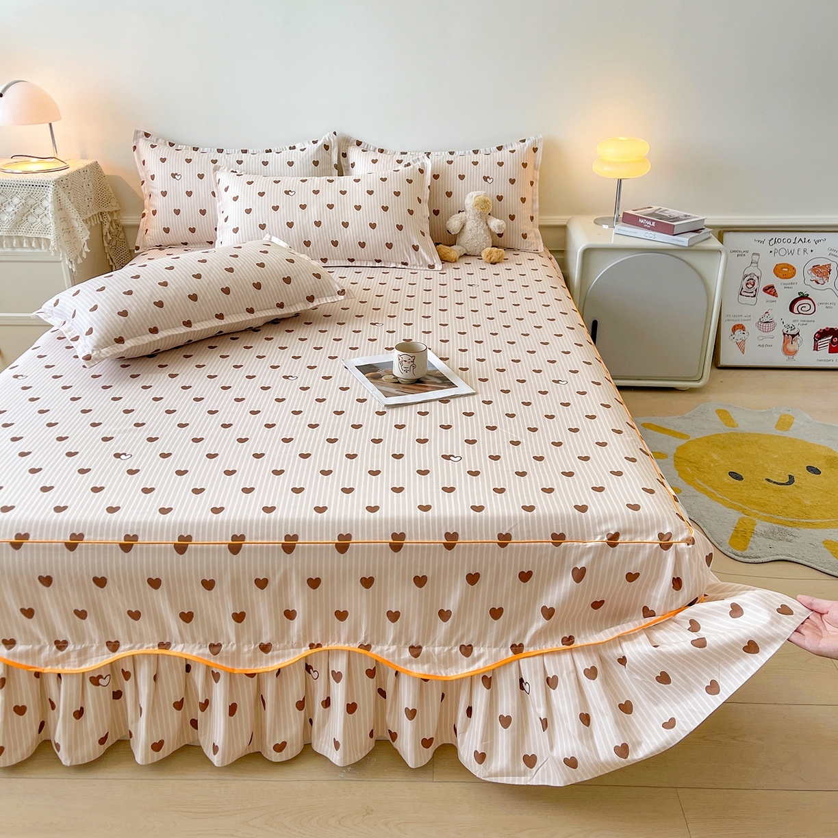 91家纺网 家纺一手货源 找家纺 笠裙家纺 2025新款磨毛S边韩版防滑床裙单床裙床裙单件 心意