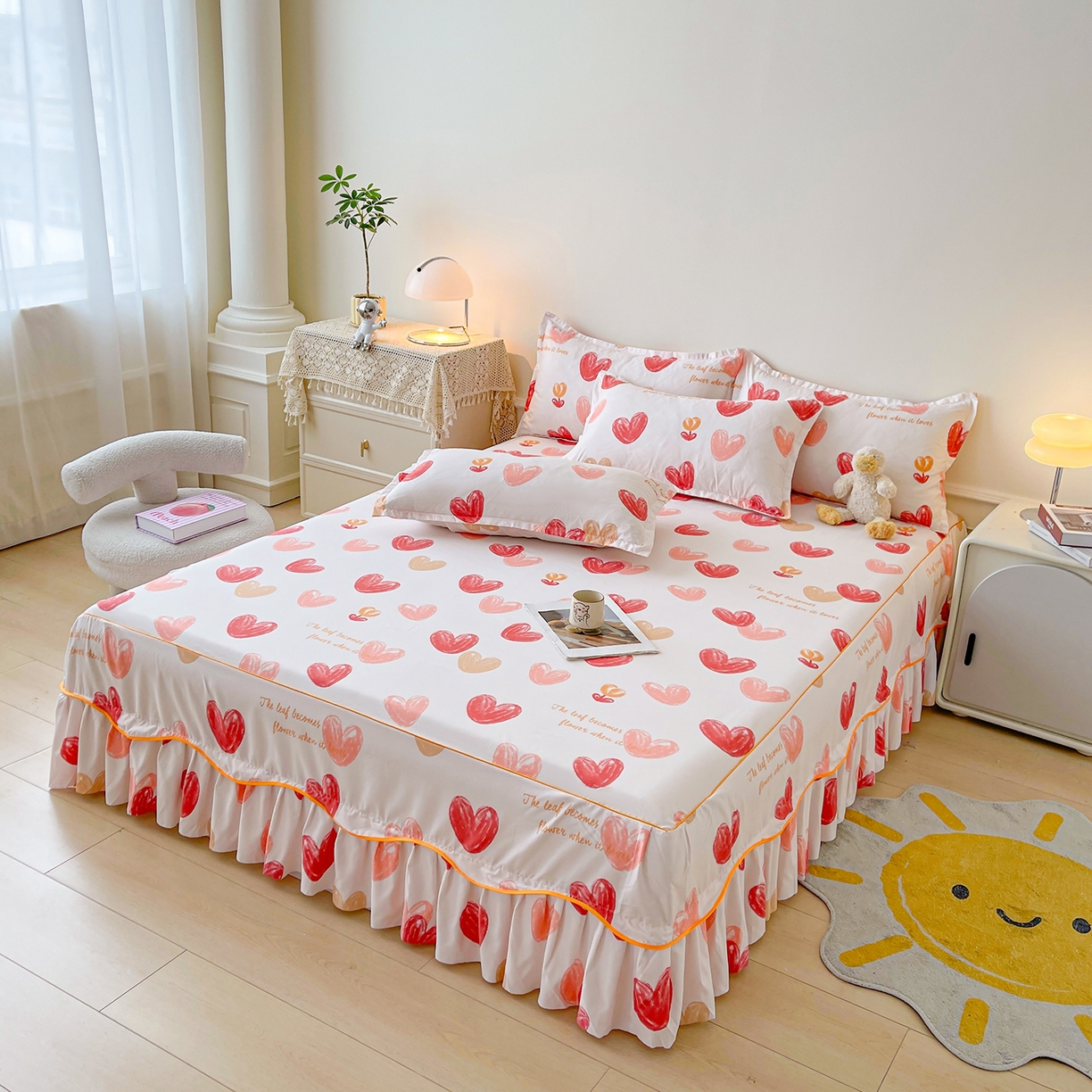 91家纺网 家纺一手货源 找家纺 笠裙家纺 2025新款磨毛S边韩版防滑床裙单床裙床裙单件 心尚