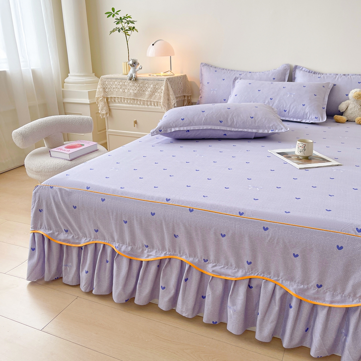 91家纺网 家纺一手货源 找家纺 笠裙家纺 2025新款磨毛S边韩版防滑床裙单床裙床裙单件 心律