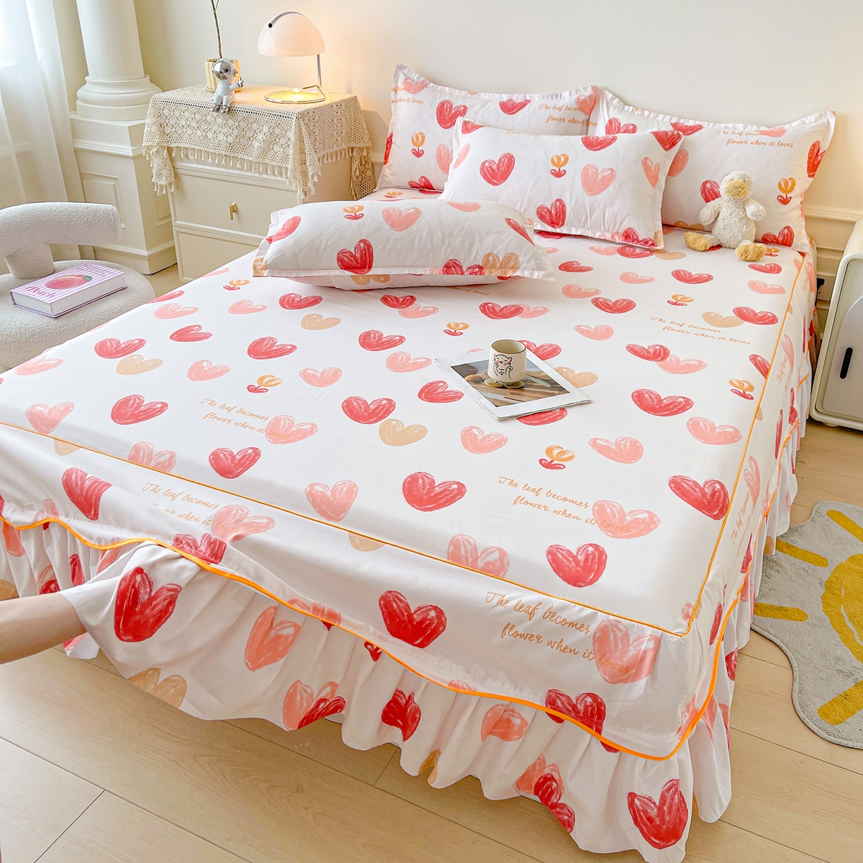 91家纺网 家纺一手货源 找家纺 笠裙家纺 2025新款磨毛S边韩版防滑床裙单床裙床裙单件 心尚