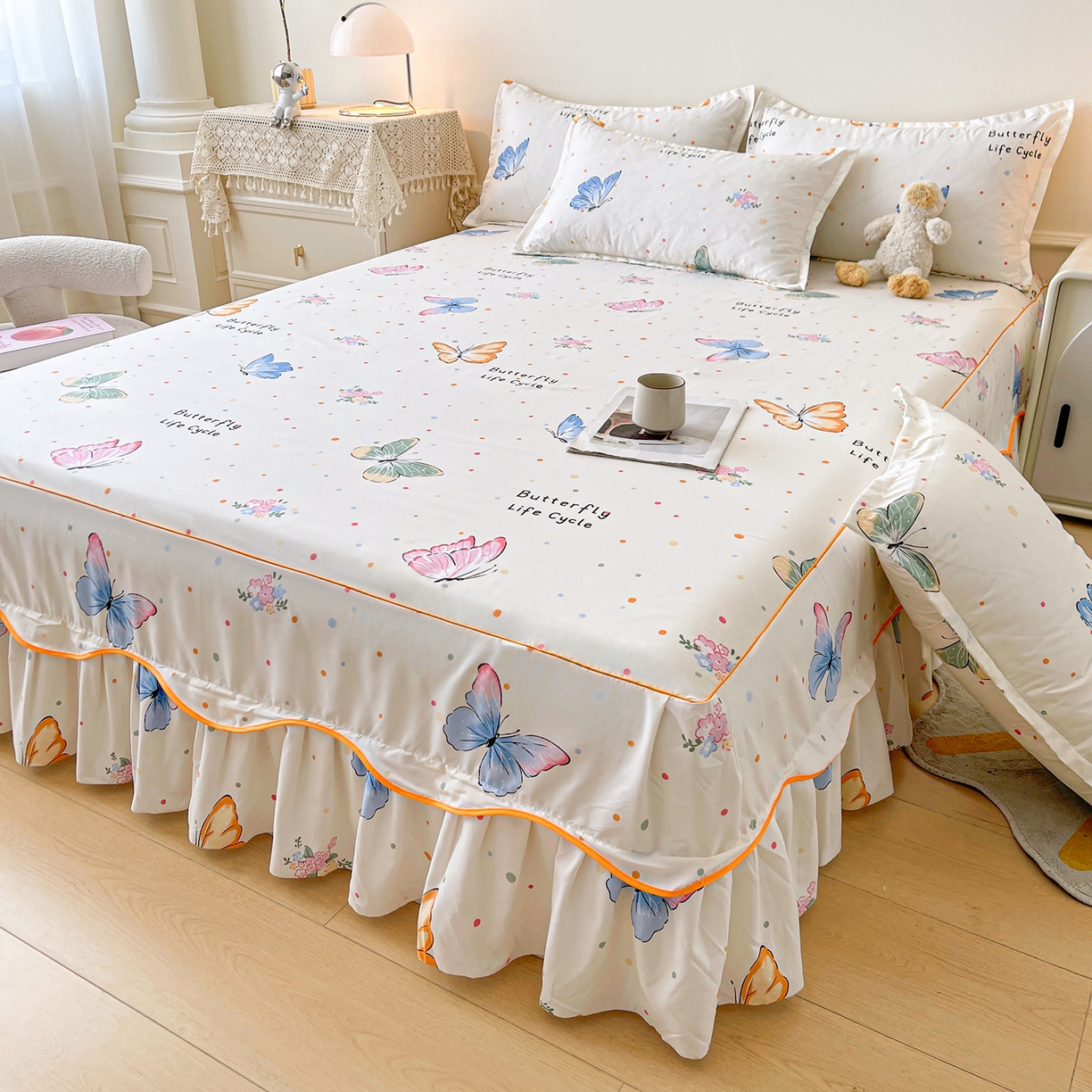 91家纺网 家纺一手货源 找家纺 （总）笠裙家纺 2025新款磨毛S边韩版防滑床裙单床裙床裙单件