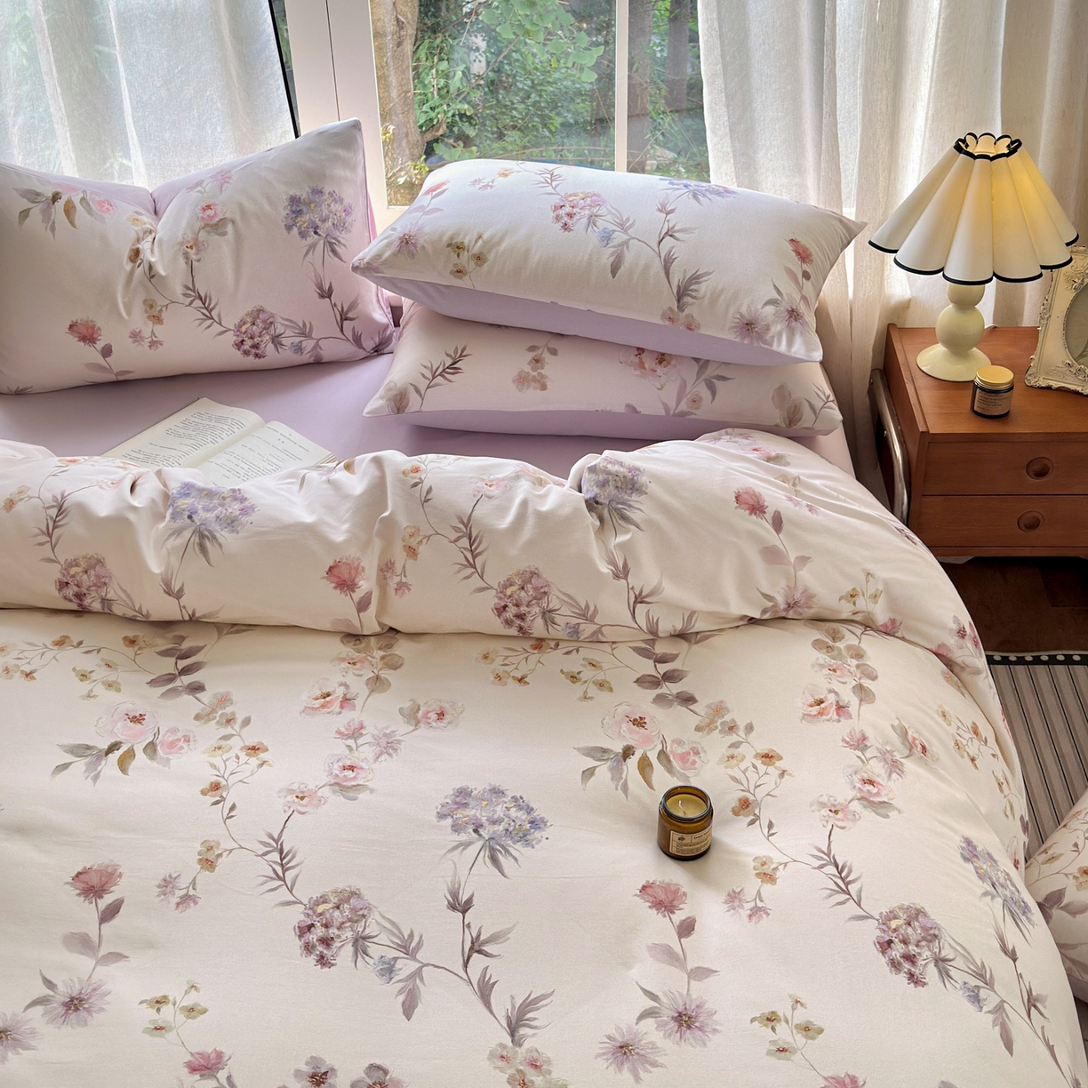 91家纺网 家纺一手货源 找家纺 优彩 2025新款数码印花全棉纯棉磨毛四件套 艾丽娅