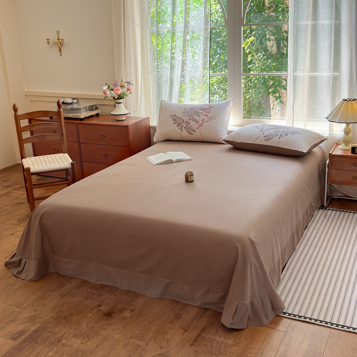 91家纺网 家纺一手货源 找家纺 优彩 2025新款数码印花全棉纯棉磨毛四件套 草木绮梦