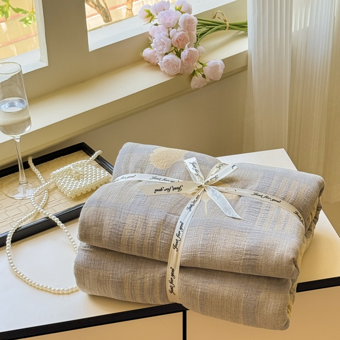 91家纺网 家纺一手货源 找家纺 （总）江南春家纺【幻-暖纱】2025新款A类100%全棉色织提花双层纱四件套