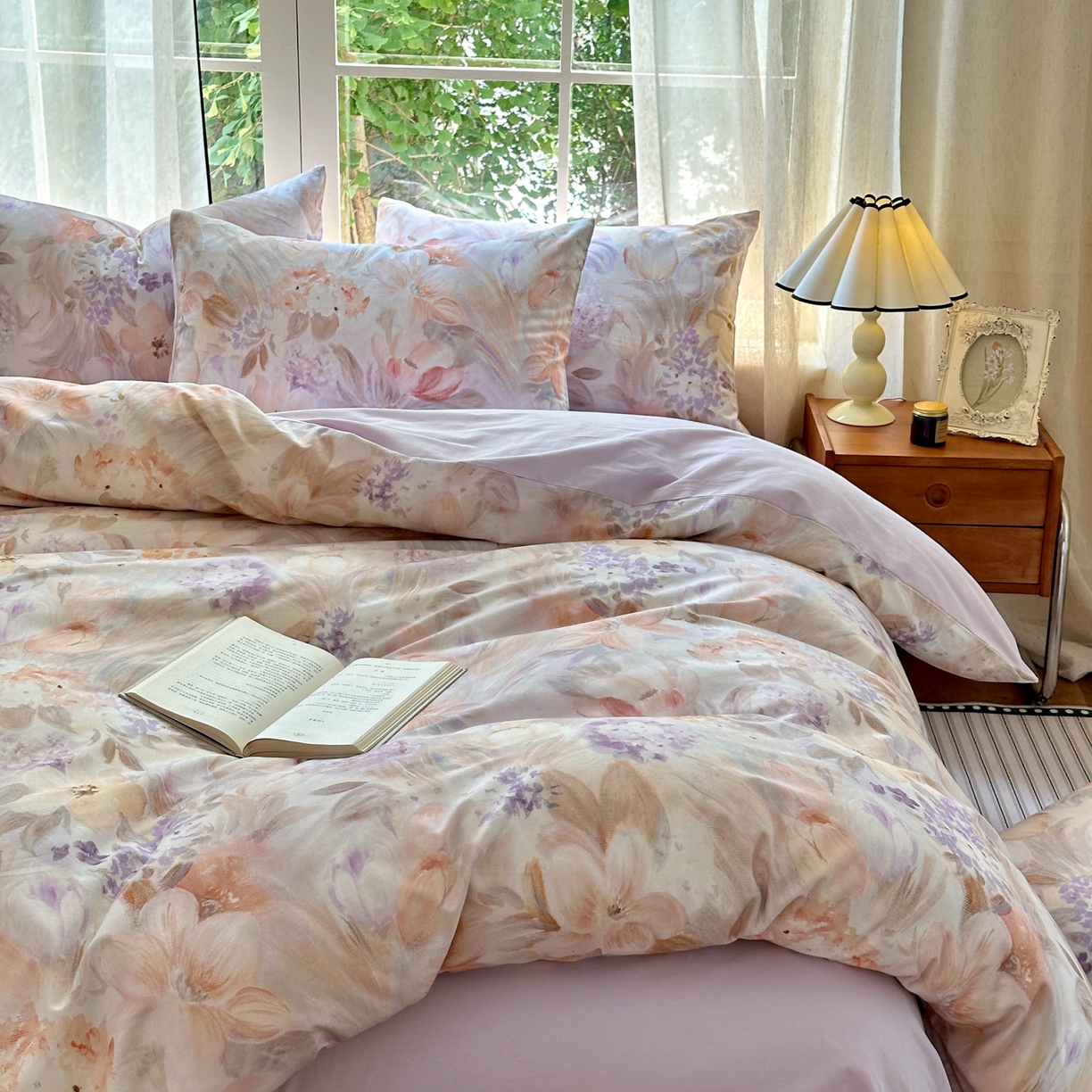 91家纺网 家纺一手货源 找家纺 优彩 2025新款数码印花全棉纯棉磨毛四件套 初茅