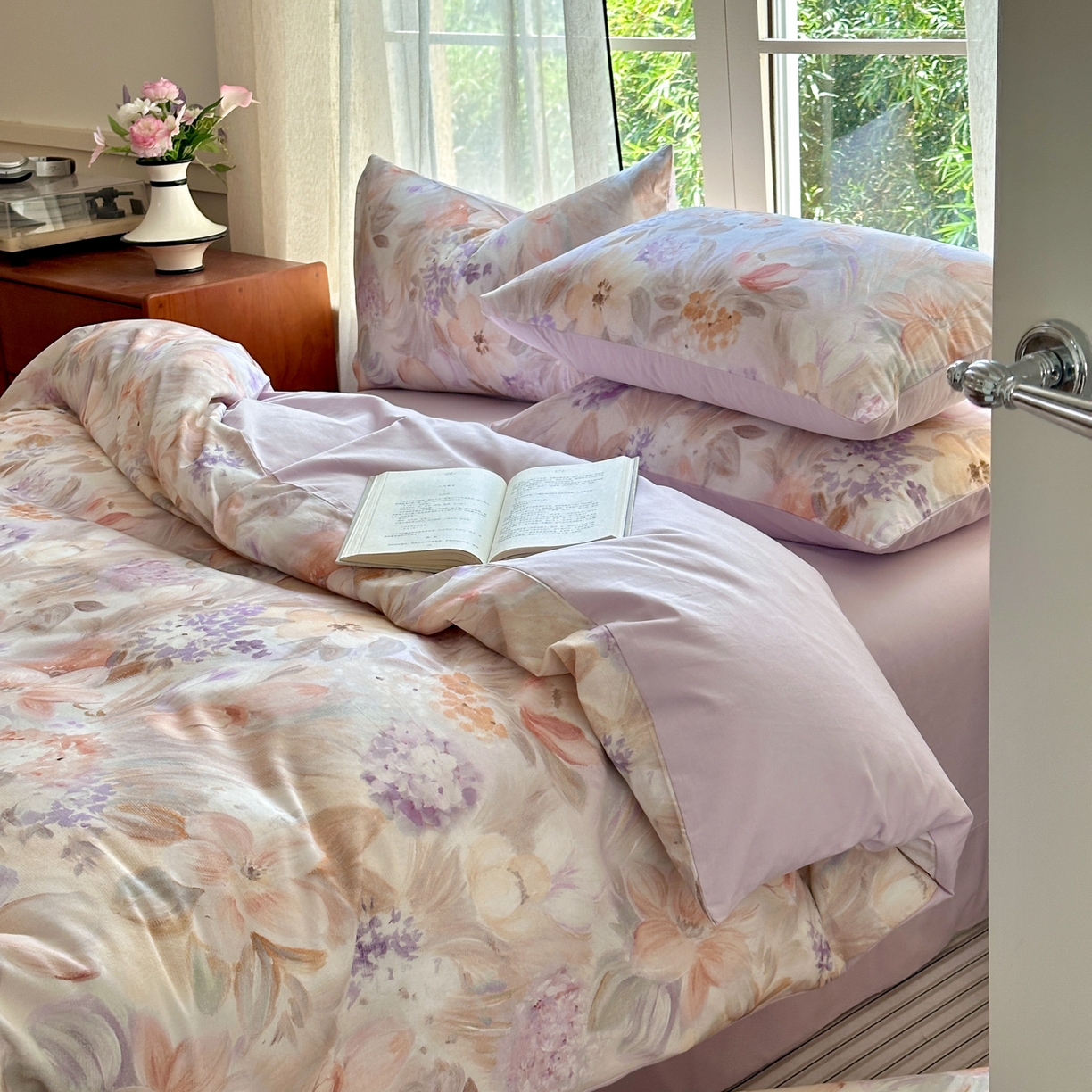 91家纺网 家纺一手货源 找家纺 优彩 2025新款数码印花全棉纯棉磨毛四件套 初茅