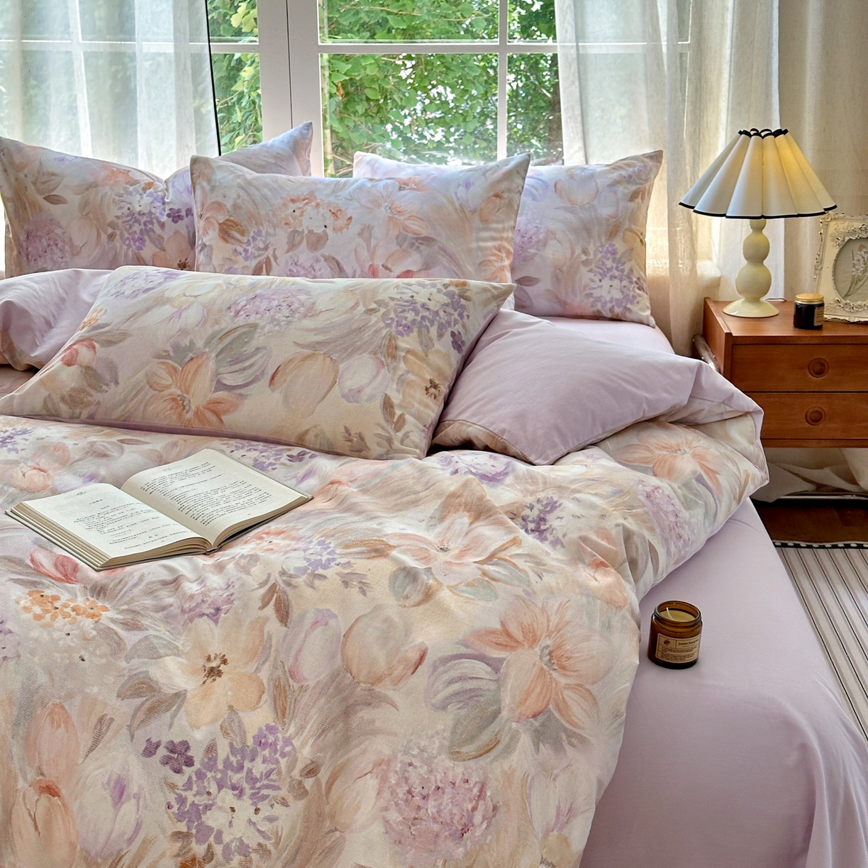 91家纺网 家纺一手货源 找家纺 优彩 2025新款数码印花全棉纯棉磨毛四件套 初茅