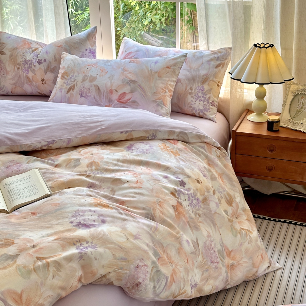 91家纺网 家纺一手货源 找家纺 优彩 2025新款数码印花全棉纯棉磨毛四件套 初茅